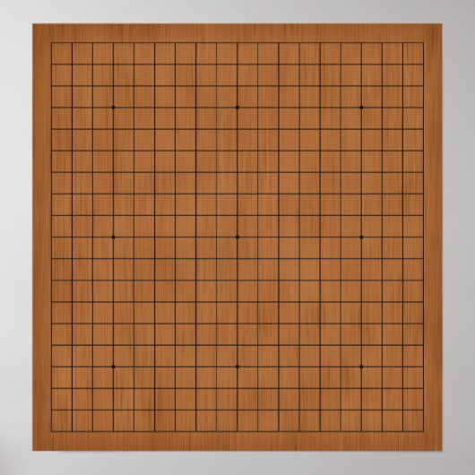 19x19 Goban Bruin Houten  Achtergrond Poster (Voorkant)