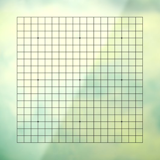 19x19 Goban Vierkante Versie  Cling Raamsticker (Vel 3)