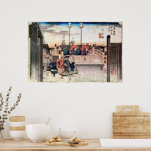 1. 日 橋, 広 Nihonbashi, Hiroshige, Ukiyo-e Poster (Keuken)