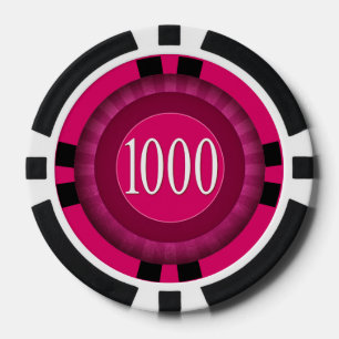 $1.000 Home Toernooi Classic fuschia zwart Pokerchips