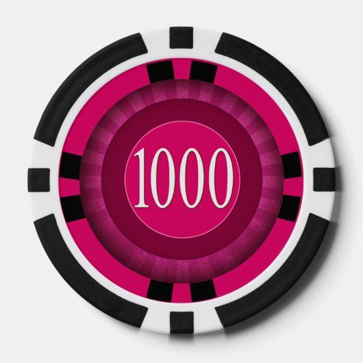 $1.000 Home Toernooi Classic fuschia zwart Pokerchips (Voorkant)