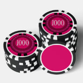 $1.000 Home Toernooi Classic fuschia zwart Pokerchips (Opstapeling)