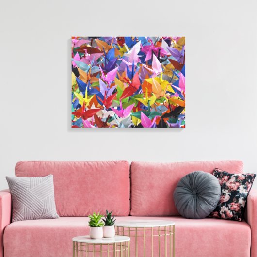 1.000 Origami kranen 20 "x 16"Verpakt Canvas (Insitu (Woonkamer))