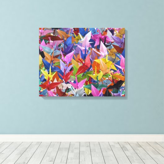 1.000 Origami kranen 20 "x 16"Verpakt Canvas (Insitu (Houten vloer))
