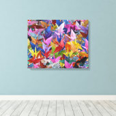 1.000 Origami kranen 20 "x 16"Verpakt Canvas Afdruk (Insitu (Houten vloer))