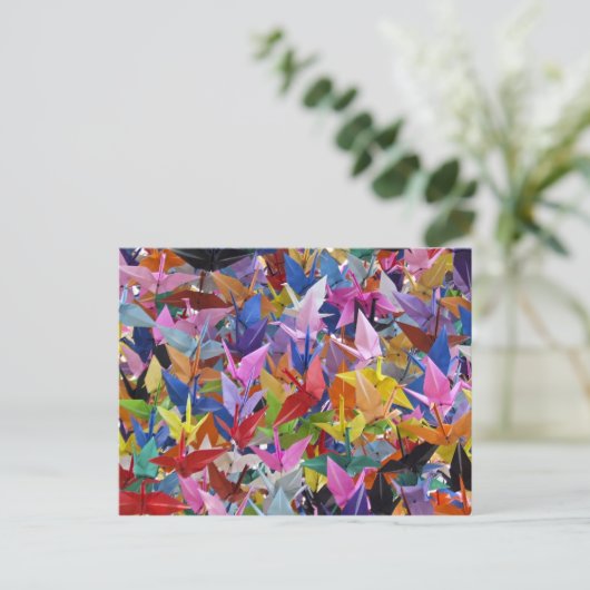 1.000 Origami Paper Cranes Briefkaart (Staand voorkant)