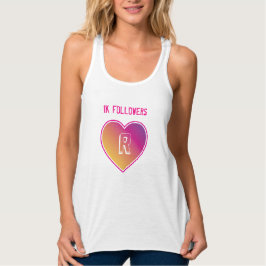 1.000 volgers Hart en Monogram op Sunset Pattern Tanktop