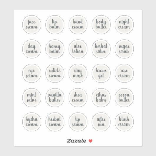 1.14" Witte Cosmetische Jar Cream Balm Sticker (Vel)
