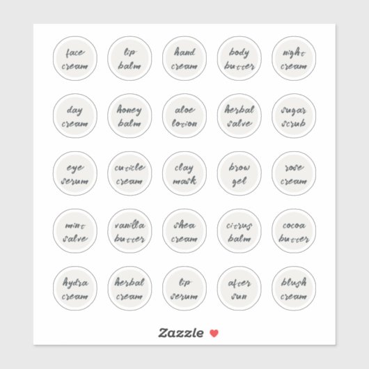 1.14" Witte  Cosmetische Jar Cream Balm Sticker (Vel)