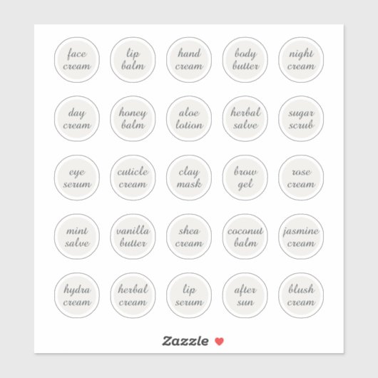 1.14" Witte Cosmetische Jar Cream Balm Sticker (Vel)