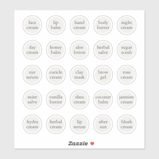 1.14" Witte  Cosmetische Jar Cream Balm Sticker (Vel)