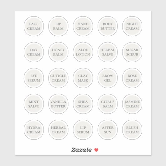 1,14" Witte Op maat gemaakte cosmetische pot crème Sticker (Vel)