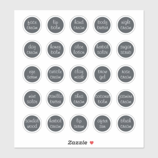 1.14 "Zwarte  Cosmetische Jar Cream Balm Sticker (Vel)