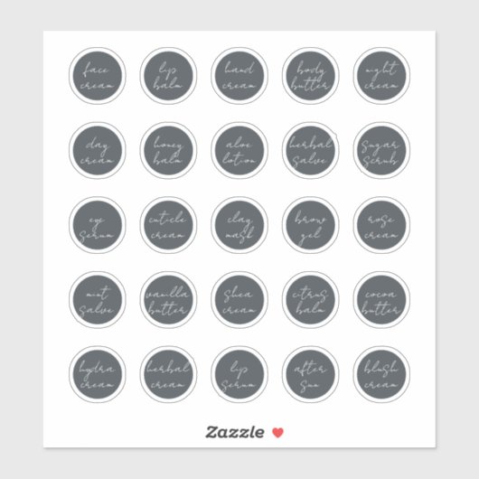 1.14 "Zwarte  Cosmetische Jar Cream Balm Sticker (Vel)