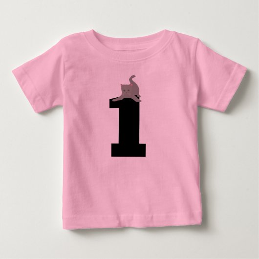 1 (1) verjaardag Kitten Cat Pink T-Shirts (Voorkant)