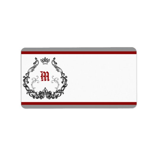 1,25 inch x 2,75 inch postadres Crimson Red E Etiket (Voorkant)