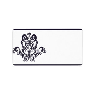 1,25 inch x 2,75 inch postadres Deep Paarse Damask Etiket