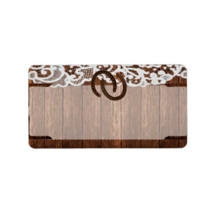 1.25"x2.75" Adres Hoefijzers Barn Wood Etiket