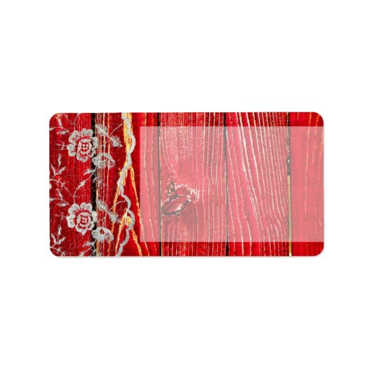 1.25"x2.75" Adres Land Lace Red Wash Etiket (Voorkant)