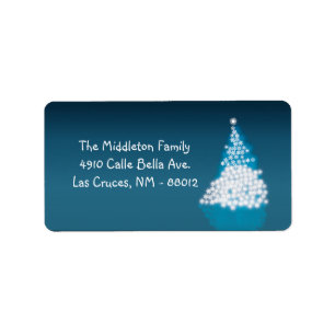 1,25 "x2,75" Blauw Wit XMAS Tree Mailing Label