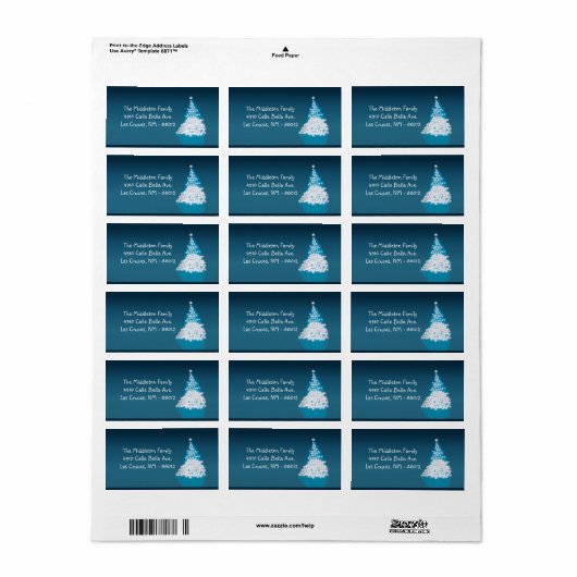 1,25 "x2,75" Blauw Wit XMAS Tree Mailing Label (Full Sheet)