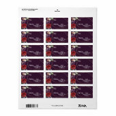 1.25 "x2.75" Christmas Plum Paarse Rozen Gold Geom Etiket (Full Sheet)