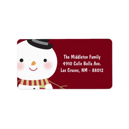 1.25 "x2.75" Crimson Red Snowman Mailing Adres Etiket (Voorkant)