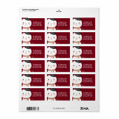 1.25 "x2.75" Crimson Red Snowman Mailing Adres Etiket (Full Sheet)