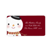 1.25 "x2.75" Crimson Red Snowman Mailing Adres Etiket (Voorkant)