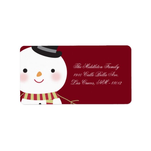 1.25 "x2.75" Crimson Red Snowman Mailing Adres Etiket (Voorkant)
