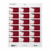 1.25 "x2.75" Crimson Red Snowman Mailing Adres Etiket (Full Sheet)