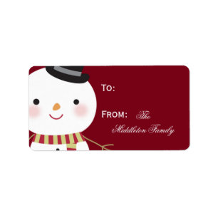 1.25 "x2.75" Crimson Red Snowman Stick op Gift Lab Etiket
