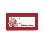 1.25 "x2.75" Gingerbread House Stick op Gift Label (Voorkant)