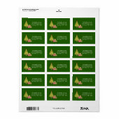 1,25 "x2,75" Green XMAS Tree Mailing Adreslabel Etiket (Full Sheet)