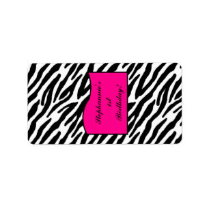 1.25 "x2.75" Hershey's Miniatuur Hot Pink Zebra Etiket