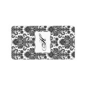 1.25 "x2.75" Hershey's Miniatuur Zwart Wit Damask Etiket (Voorkant)