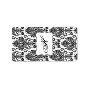 1.25 "x2.75" Hershey's Miniatuur Zwart Wit Damask Etiket
