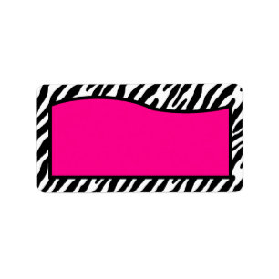 1,25 "x2,75" Hot Pink Zebra Print Mailing Adres Etiket