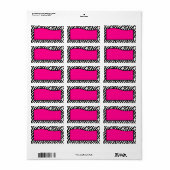 1,25 "x2,75" Hot Pink Zebra Print Mailing Adres Etiket (Full Sheet)