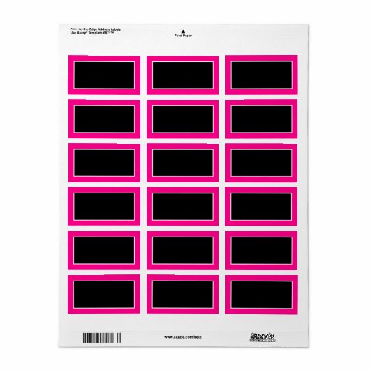 1,25 "x2,75" Hot Pink Zebra Print Mailing Adres Etiket (Full Sheet)