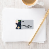 1.25 "x2.75" Kerstmis Witte Bloemen op Donker Etiket (Insitu)