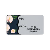 1.25 "x2.75" Kerstmis Witte Bloemen op Donker Etiket (Voorkant)