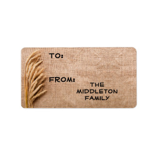 1.25 "x2.75" Kerstmis XMAS Tarwe op Burlap Sack Co Etiket