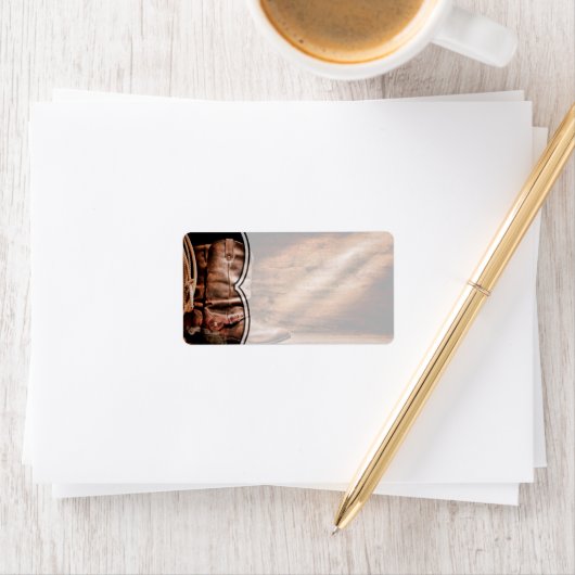 1.25"x2.75"-mailadres Cowboy Boots Barn Wood Etiket (Insitu)