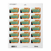 1.25 "x2.75" Mailadres Sunset Fade Blauwgroen Blau Etiket (Full Sheet)