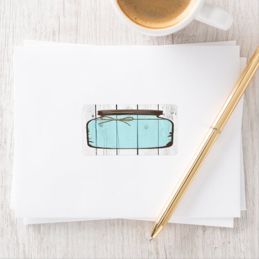 1.25"x2.75" Mailing Address Mason Jar Wood Count Etiket (Insitu)