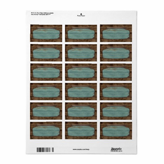 1.25"x2.75" Mailing Address Mason Jar Wood Count Etiket (Full Sheet)