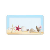 1.25"x2.75" Mailing Address Sea Shells Beach Sand Etiket (Voorkant)
