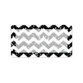 1.25 "x2.75" Mailing Adres Black Glitter Chevron Etiket (Voorkant)
