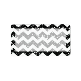 1.25 "x2.75" Mailing Adres Black Glitter Chevron Etiket